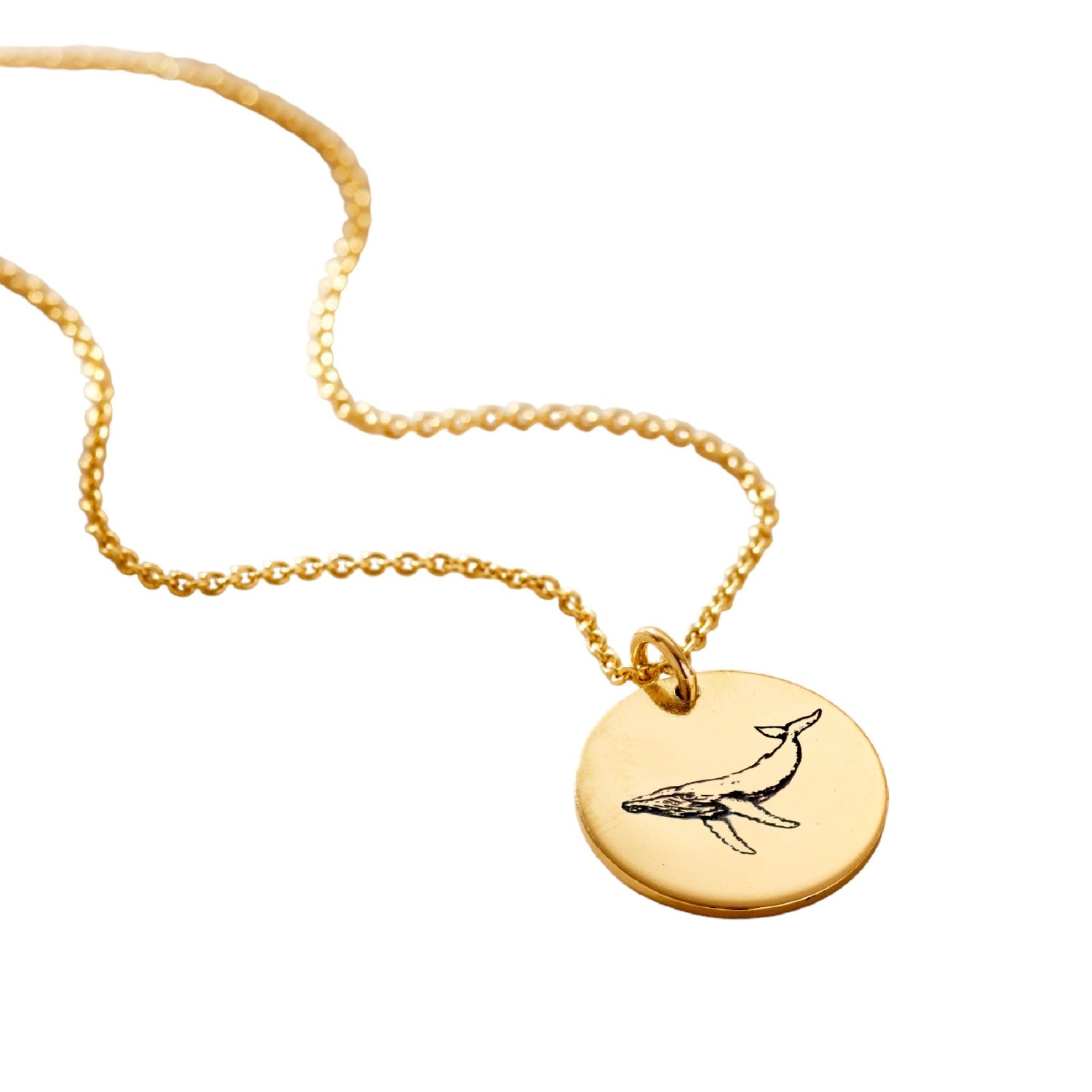 Yellow Gold Plated Whale Spirit Animal Necklace