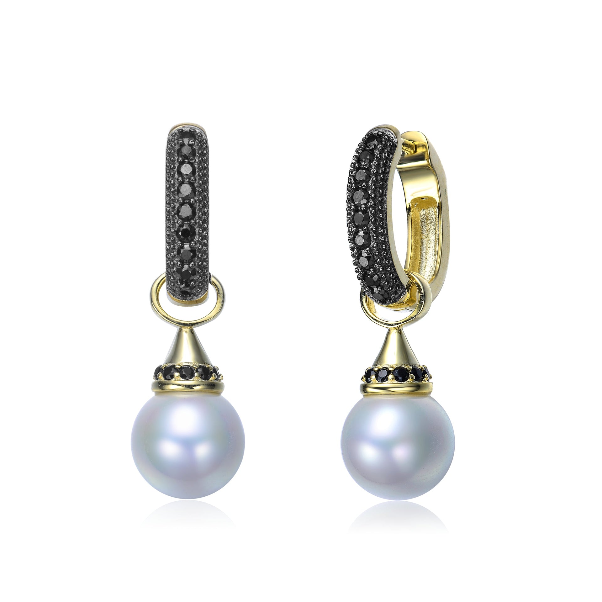 Yellow Gold Plated White Pearl Drop Earrings