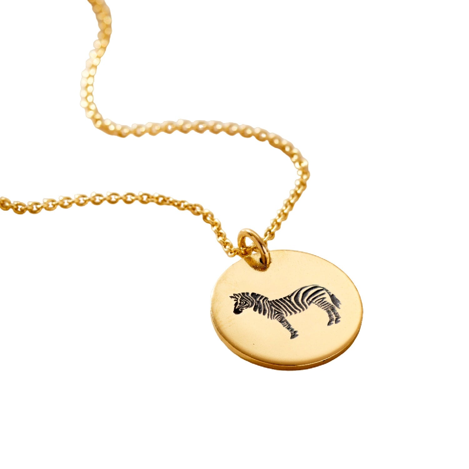 Yellow Gold Plated Zebra Spirit Animal Necklace