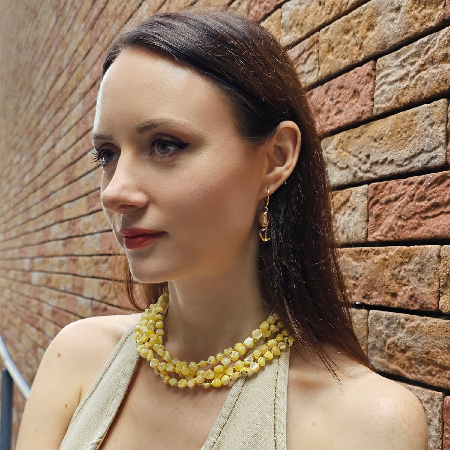 Yellow Natural Shell Multi-Layers Necklace