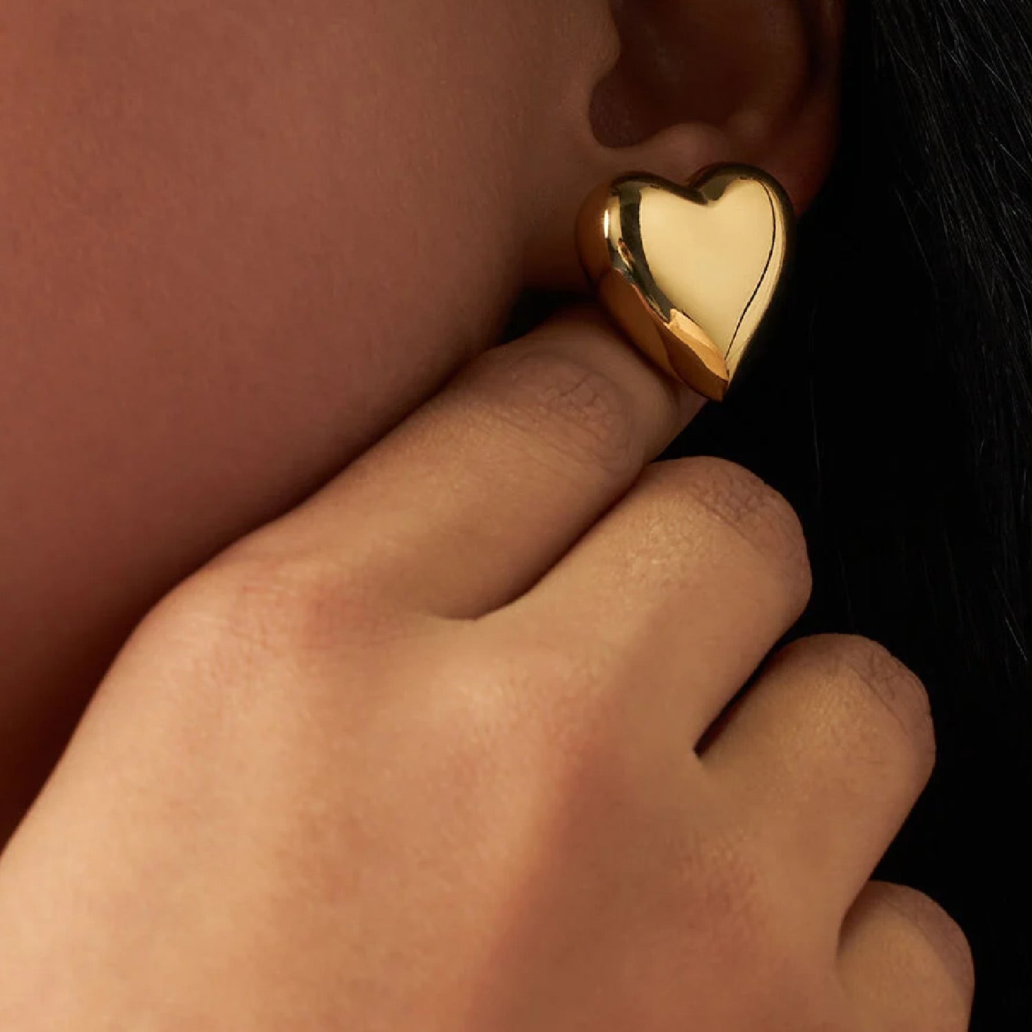 Yellow Vermeil Gold-Plated Sterling Silver Heart Stud Earrings – Elegant Love-Inspired Jewelry Gift