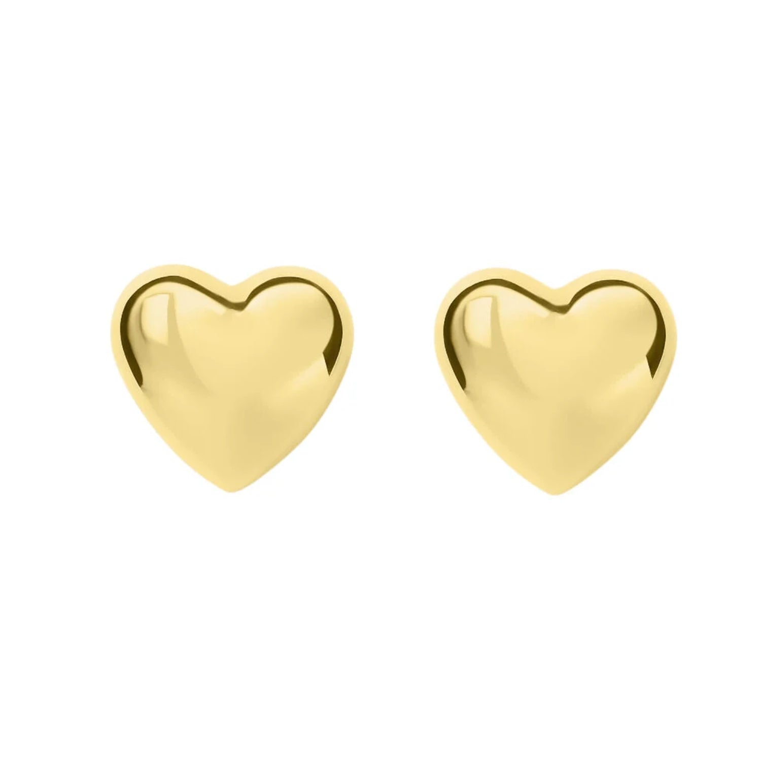 Yellow Vermeil Gold-Plated Sterling Silver Heart Stud Earrings – Elegant Love-Inspired Jewelry Gift