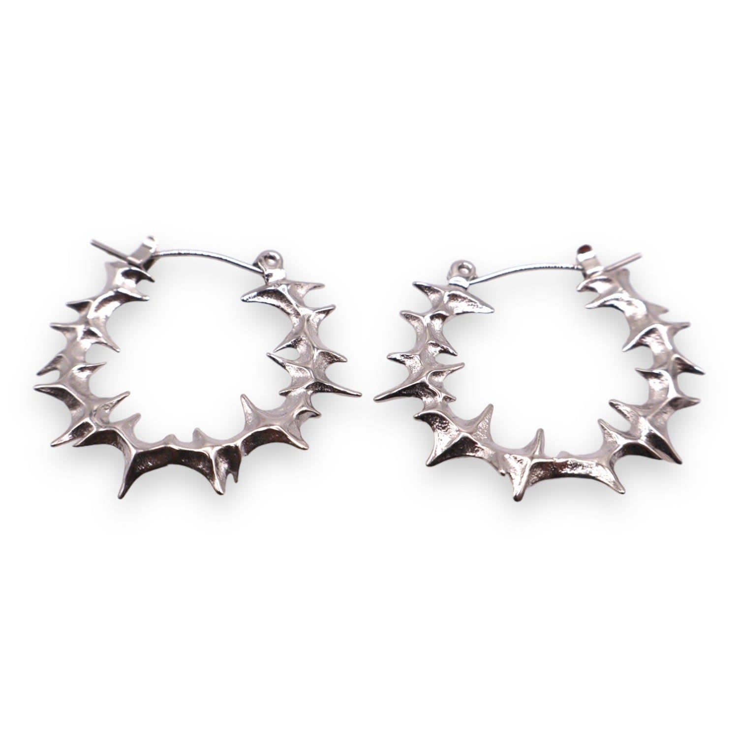 Yennefer Spike Hoop Earrings In White Gold