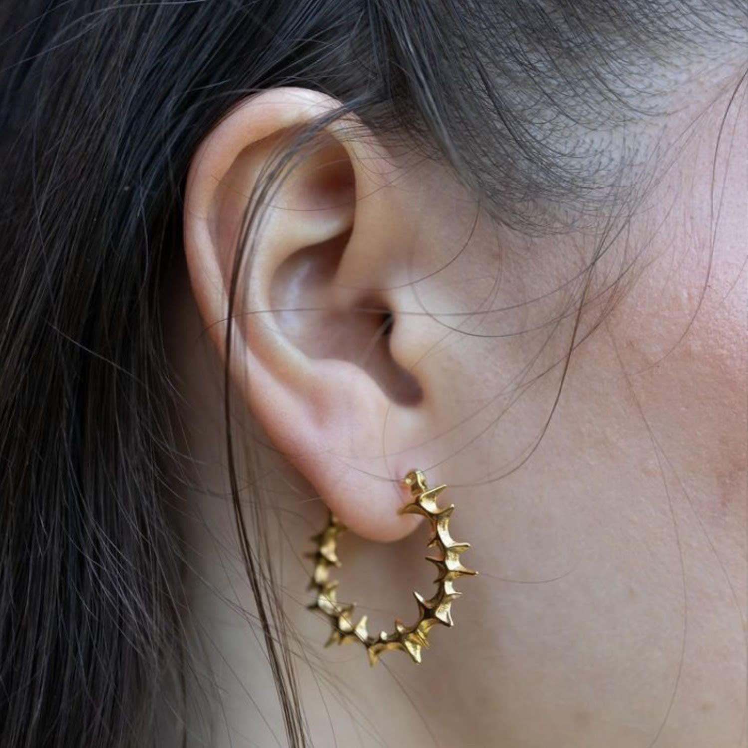 Yennefer Spike Hoop Earrings In Yellow Gold