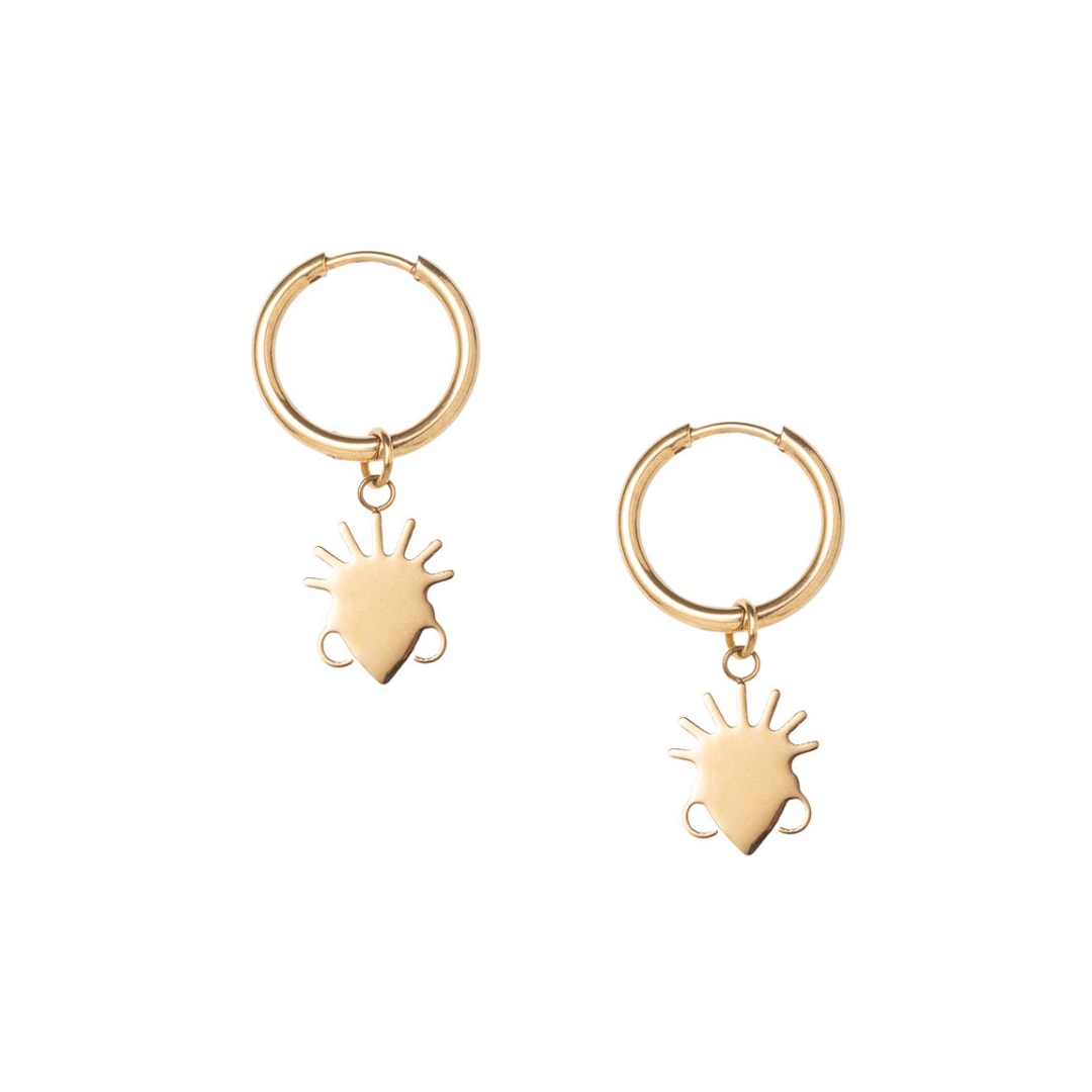 Yèyélùfé Drop Earrings – Gold-Plated Stainless Steel With Detachable Masks
