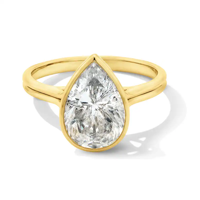 14K Gold 0.5 to 3 CT Pear Cut Lab Created Diamond Solitaire Custom Engagement Ring D-VVS1 3EX IGI Certified