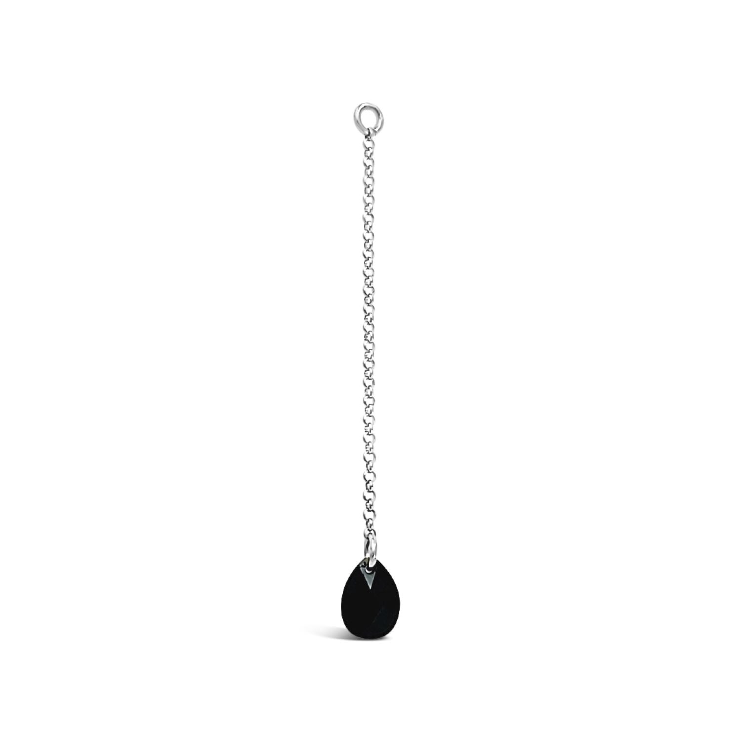 Single Black Briolette Cz Drop Earring
