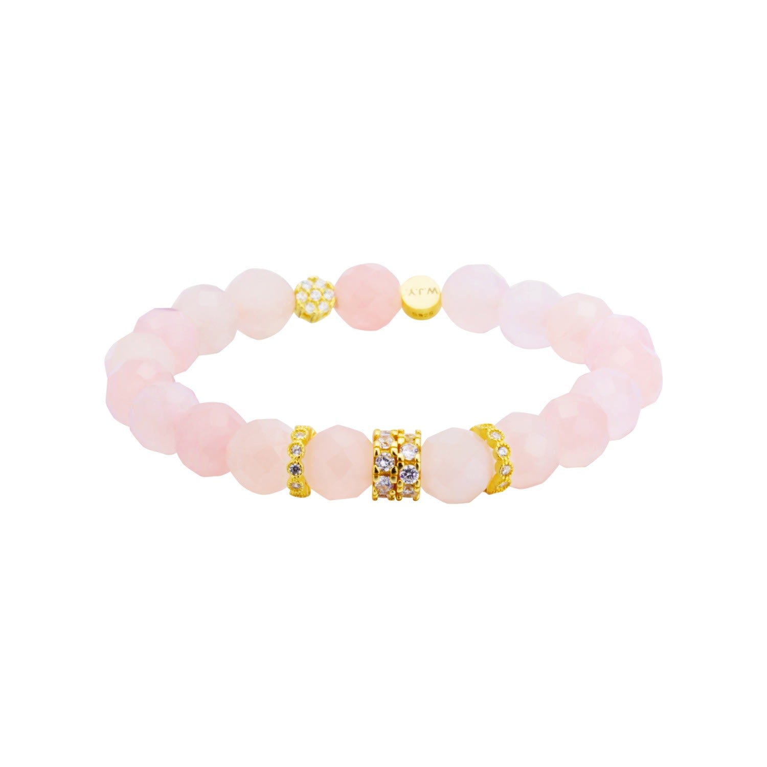 Natural Rose Crystal Love Shine Gold-Plated Silver Bracelet
