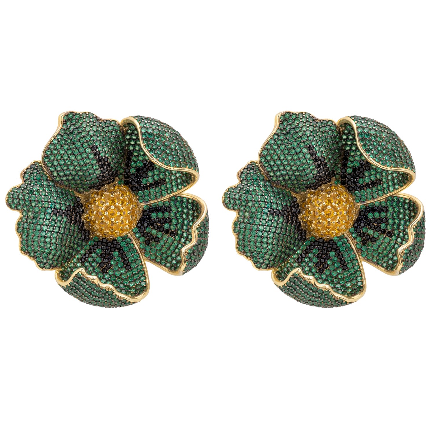 Poppy Emerald Green Earrings Gold
