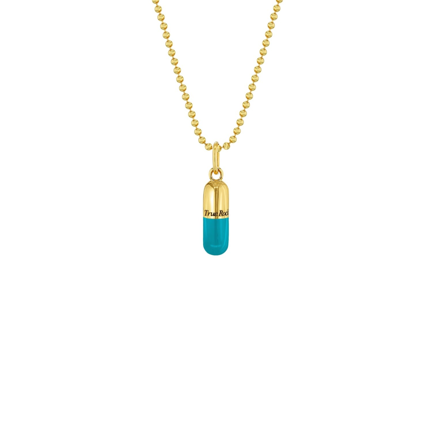Turquoise & 18Kt Gold Plated Small Pill Pendant