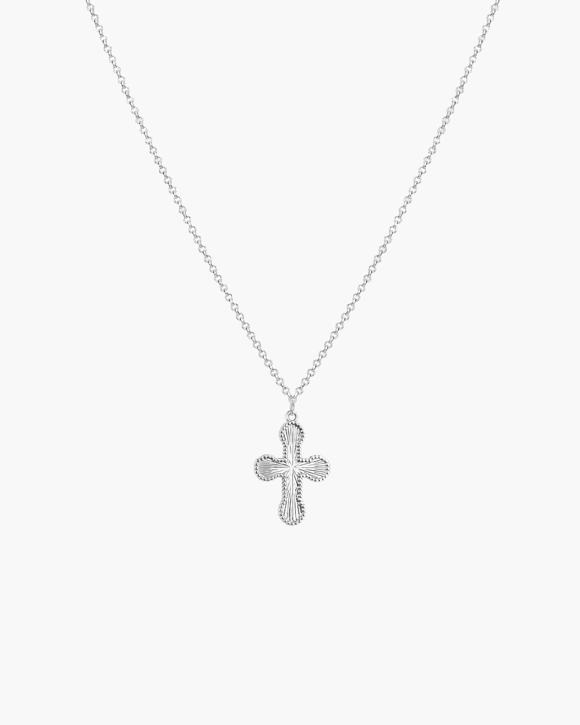 Mini Cross Pendant Necklace in Silver