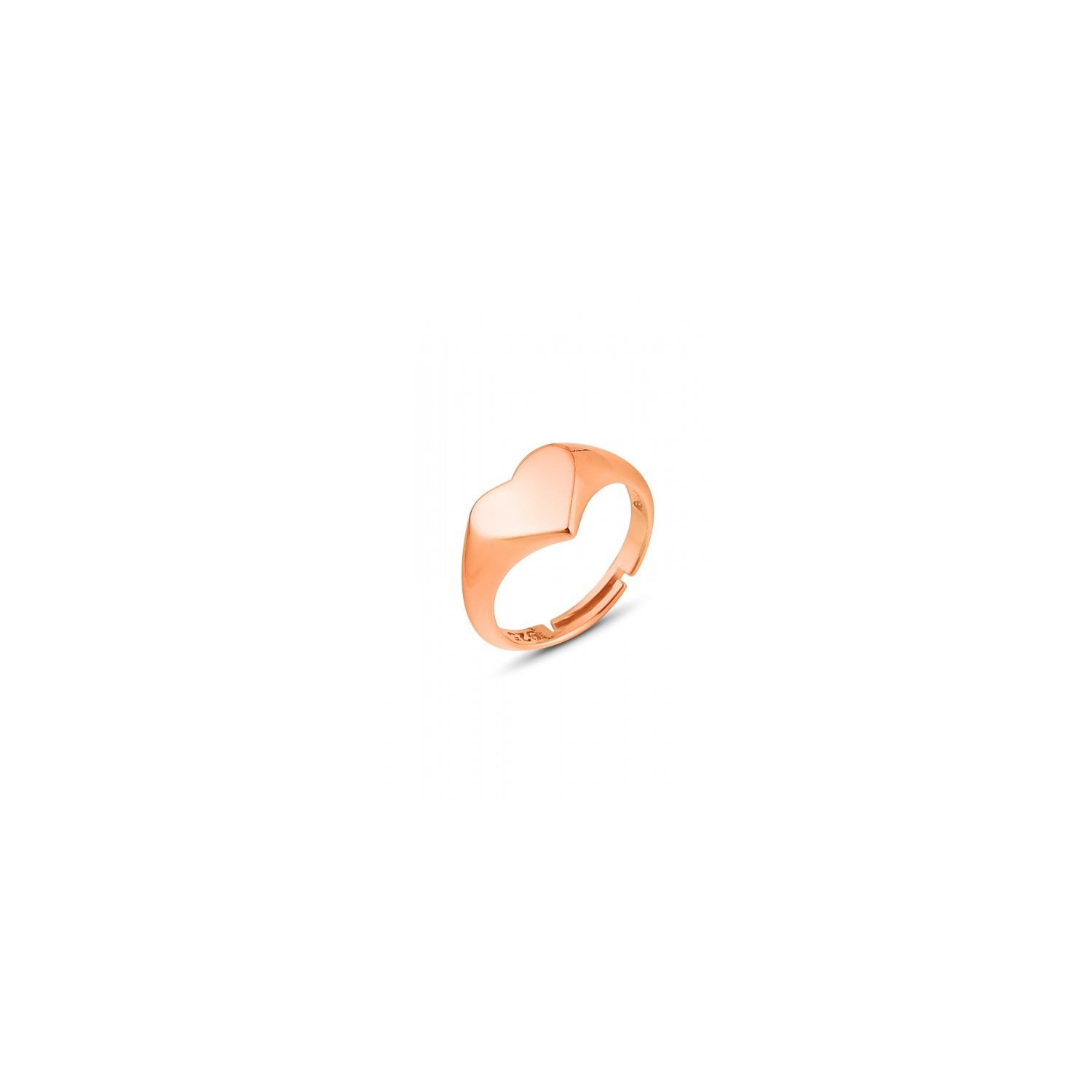 Sterling Silver Heart Love Signet Ring - Rose Gold