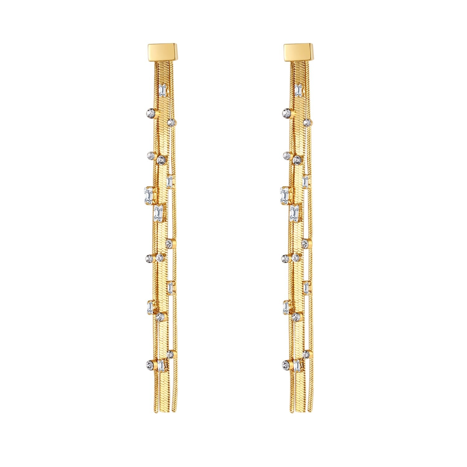 Golden Tassel Zirconia Earrings