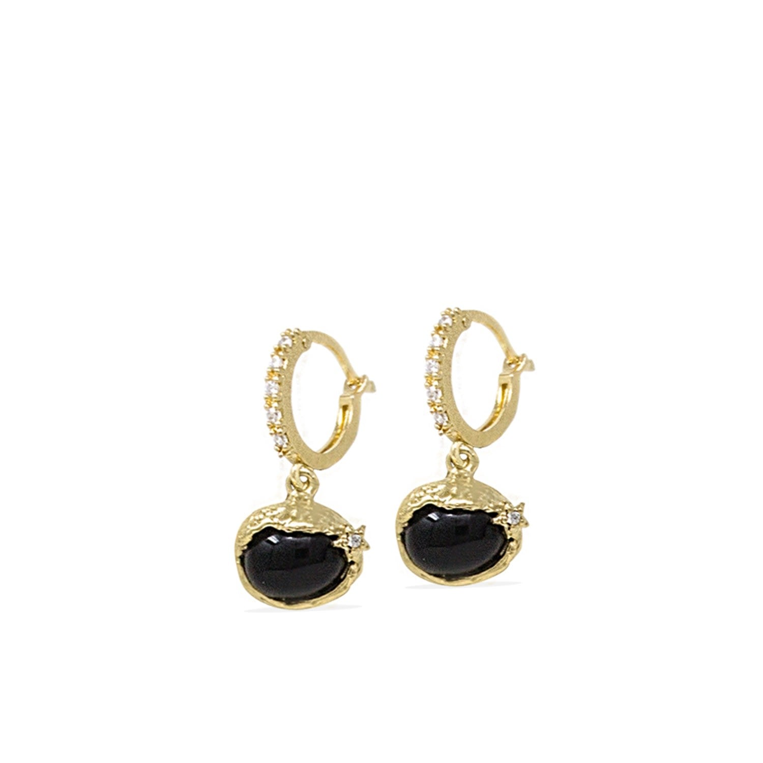 Ad Astra Gold-Plated Onyx Mini Hoop Earrings