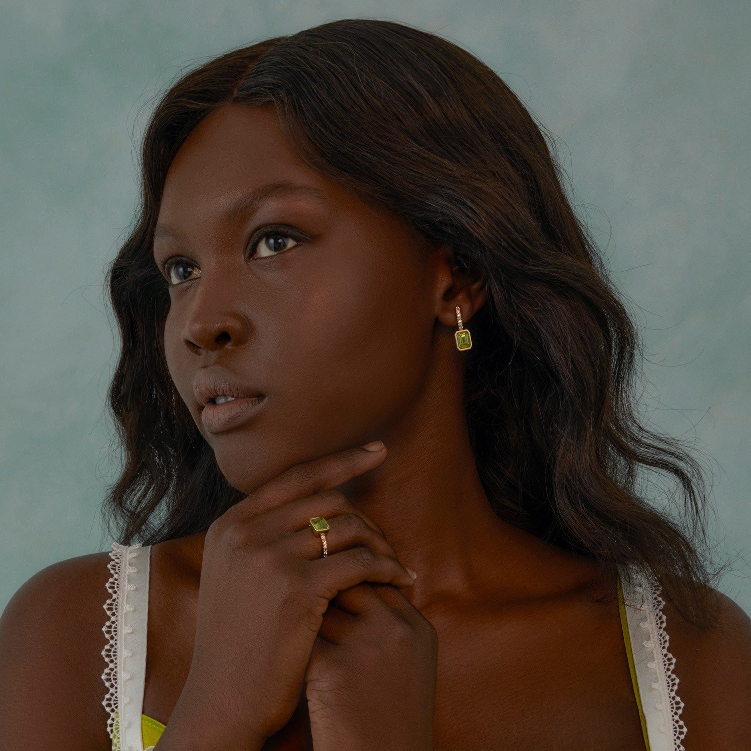 Luccichio Gold Vermeil Peridot Rainbow Ring