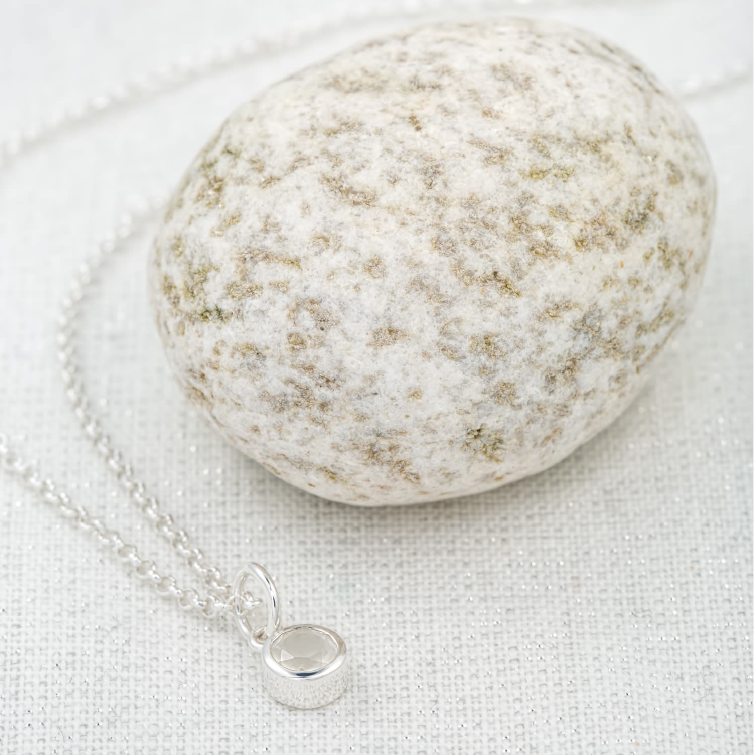 Sterling Silver June Birthstone Charm Necklace - Moonstone
