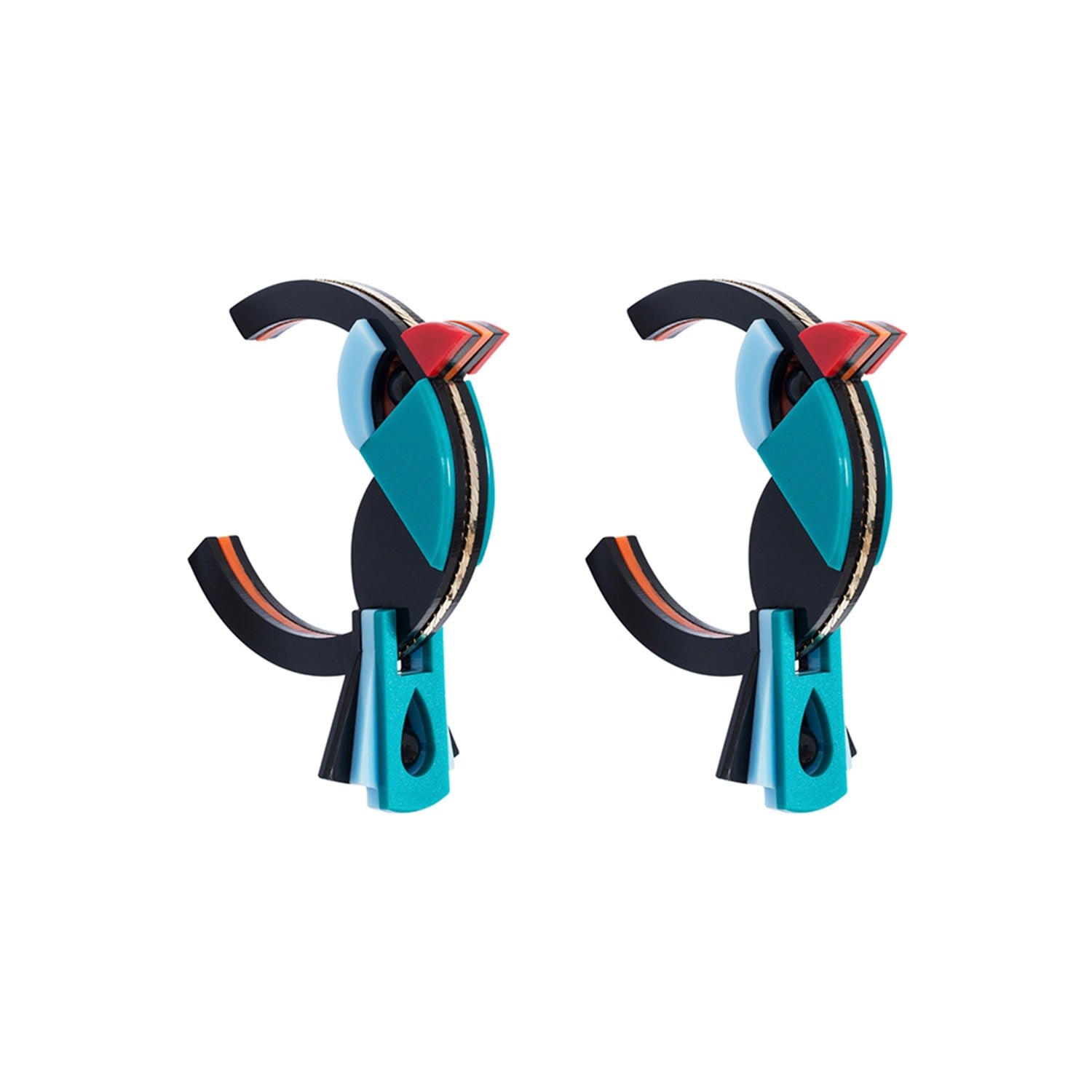 Handmade Acrylic Earrings Hoops Birds Turquoise