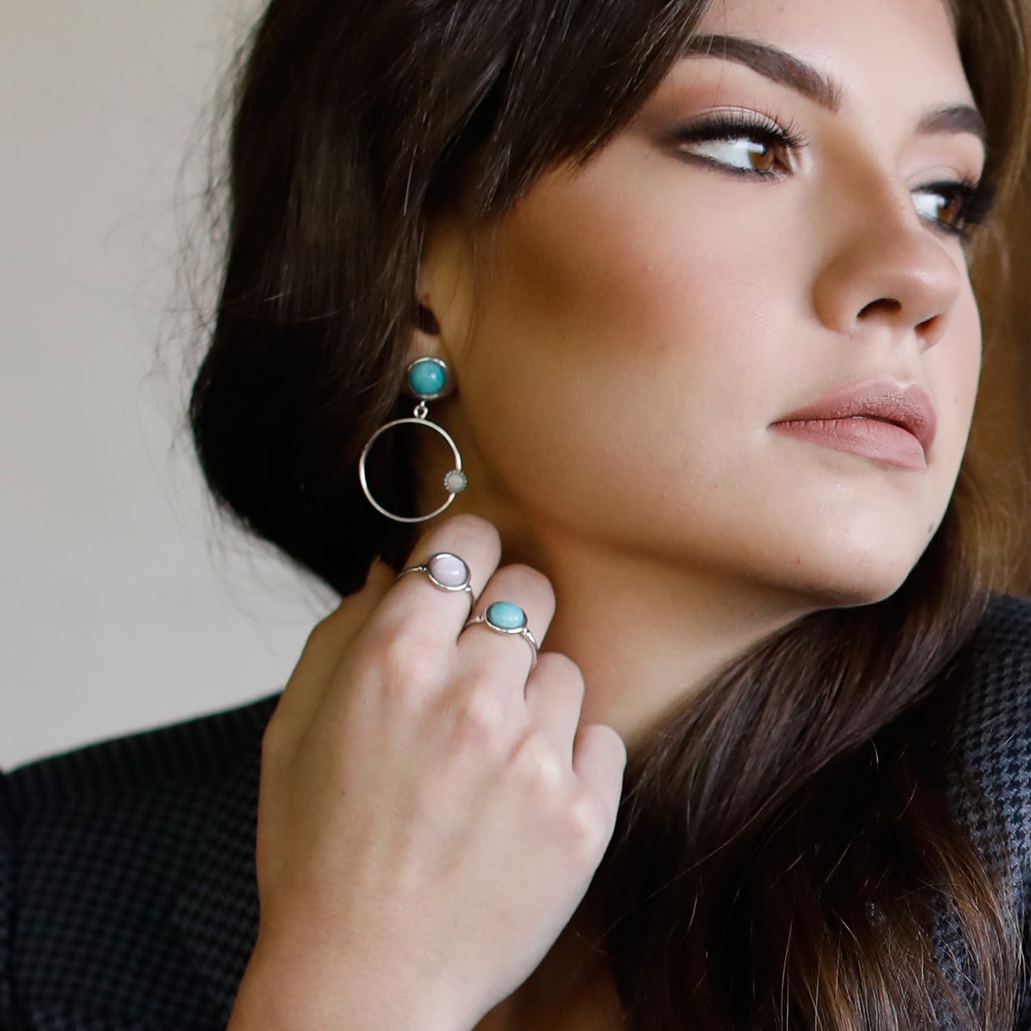 Satellite Sterling Silver Amazonite Ring