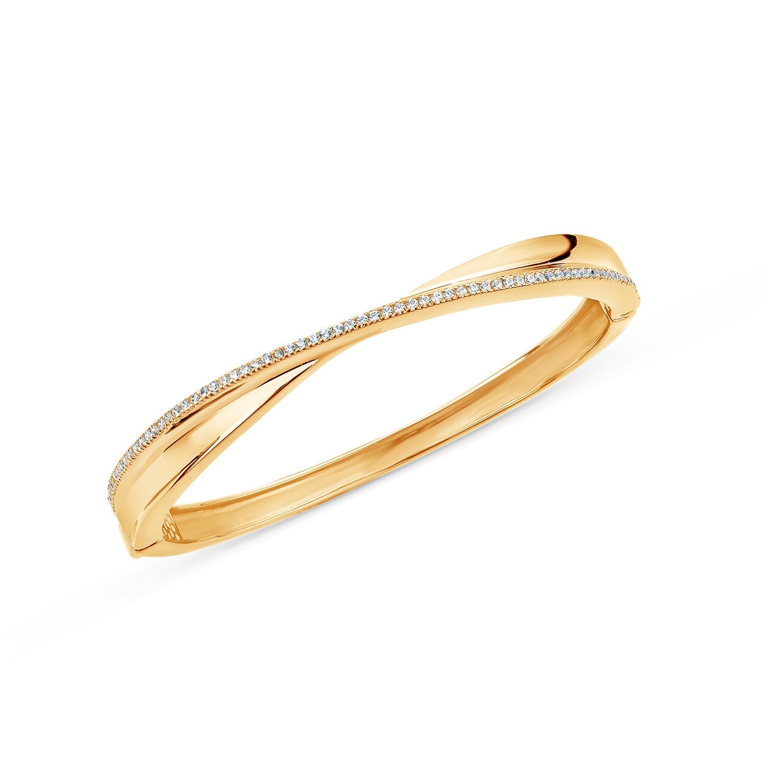 Light Bangle With Man Made White Cz Diamond Stimulant In 18K Gold Vermeil