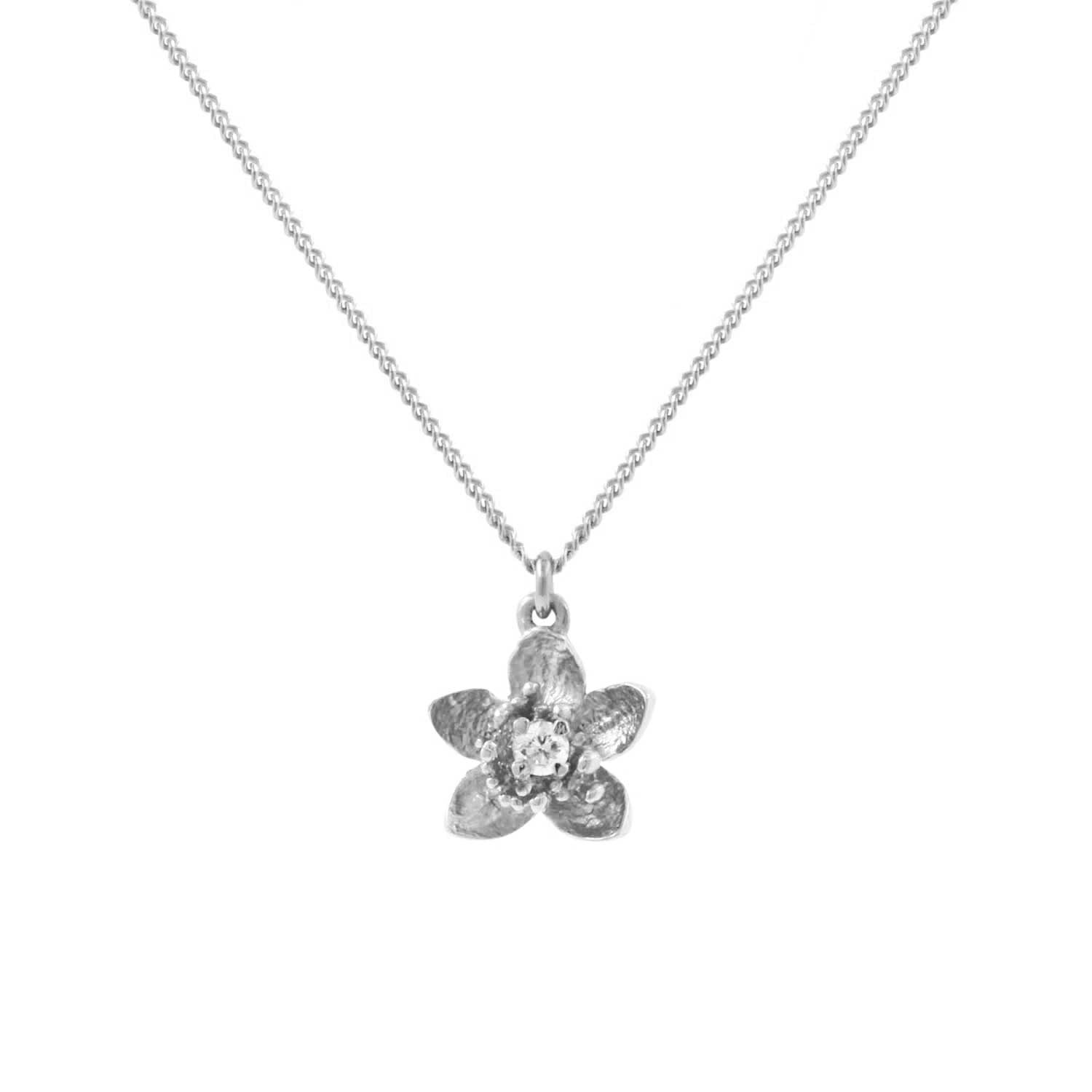 Cherry Blossom Diamond Necklace – Silver