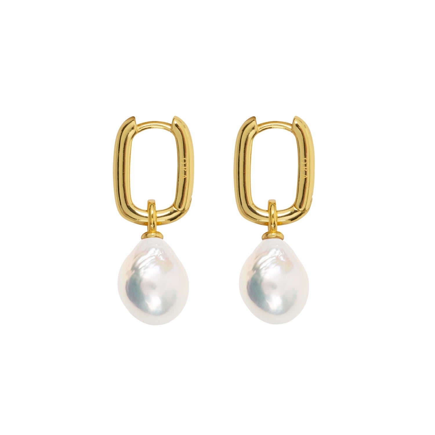 Aetia Baroque Pearl Hoop Earrings - Gold