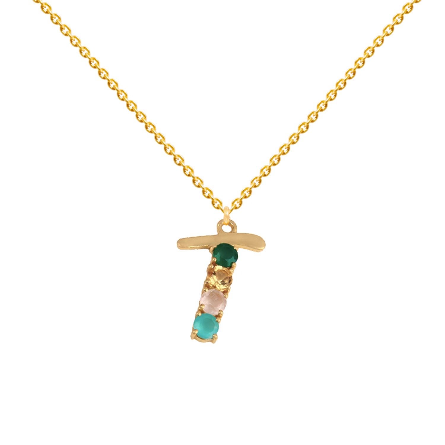 Multicolored Initial T Necklace