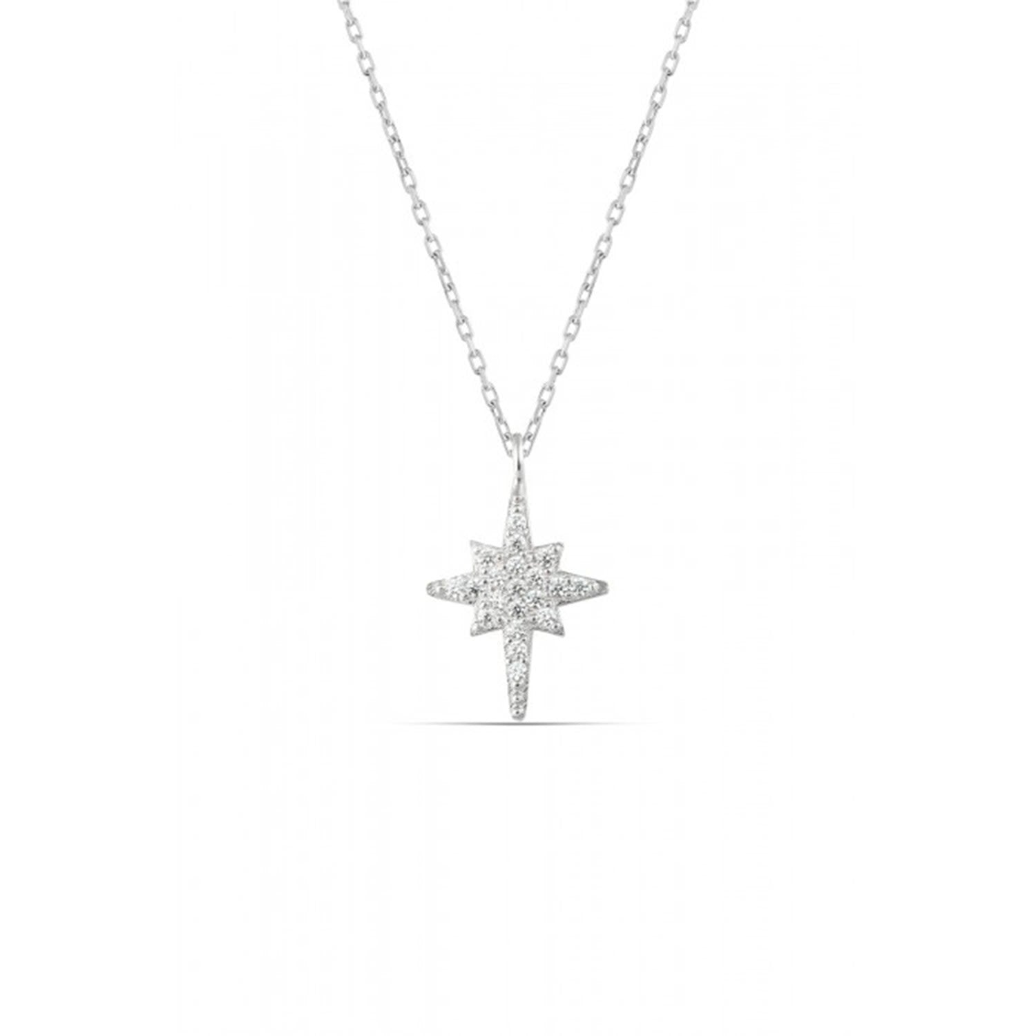 Northern Star Polaris Starburst Sterling Silver Necklace - Silver