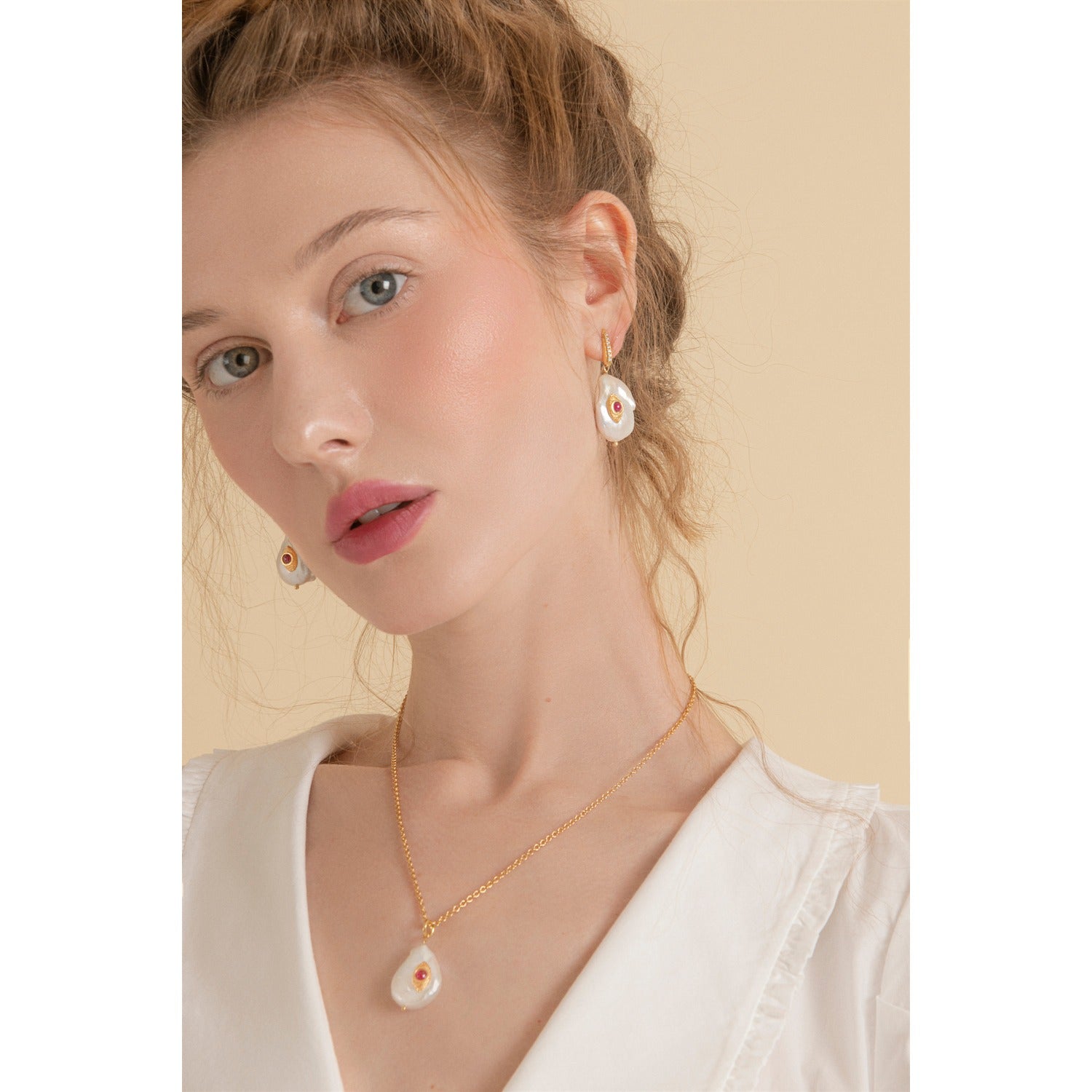 The Eye Pink Ruby Pendant Necklace