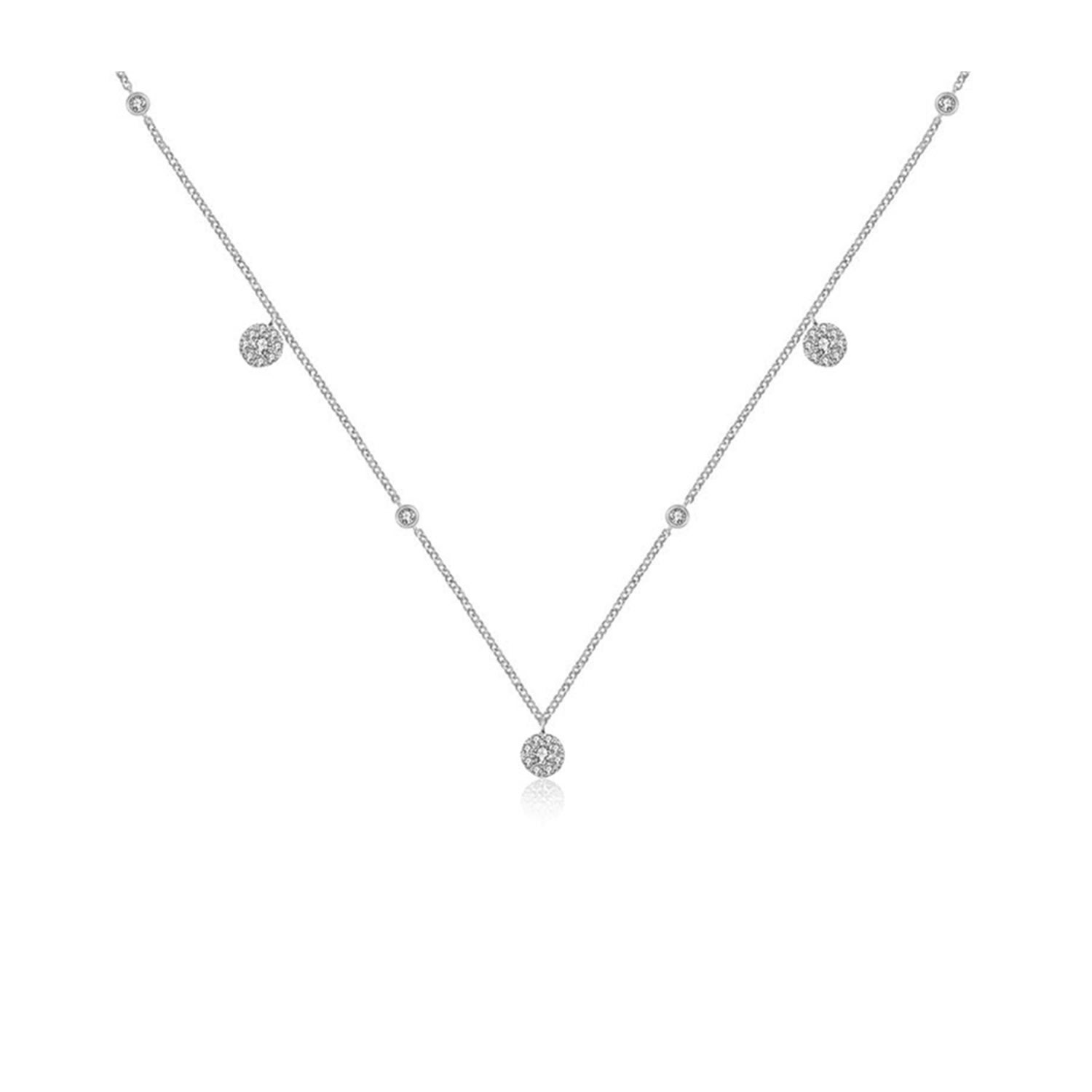 18K White Gold Round Shape Diamond Necklace / Choker