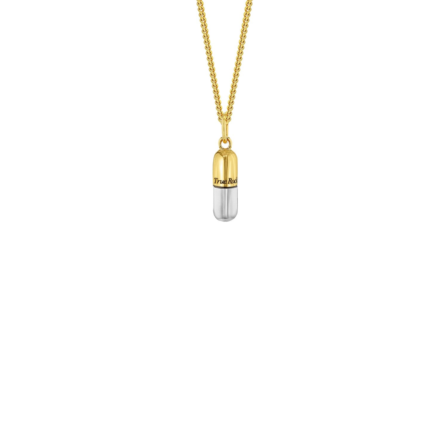 Mini Pill Pendant 2Tone 18Kt Gold-Plated & Sterling Silver On Gold Chain