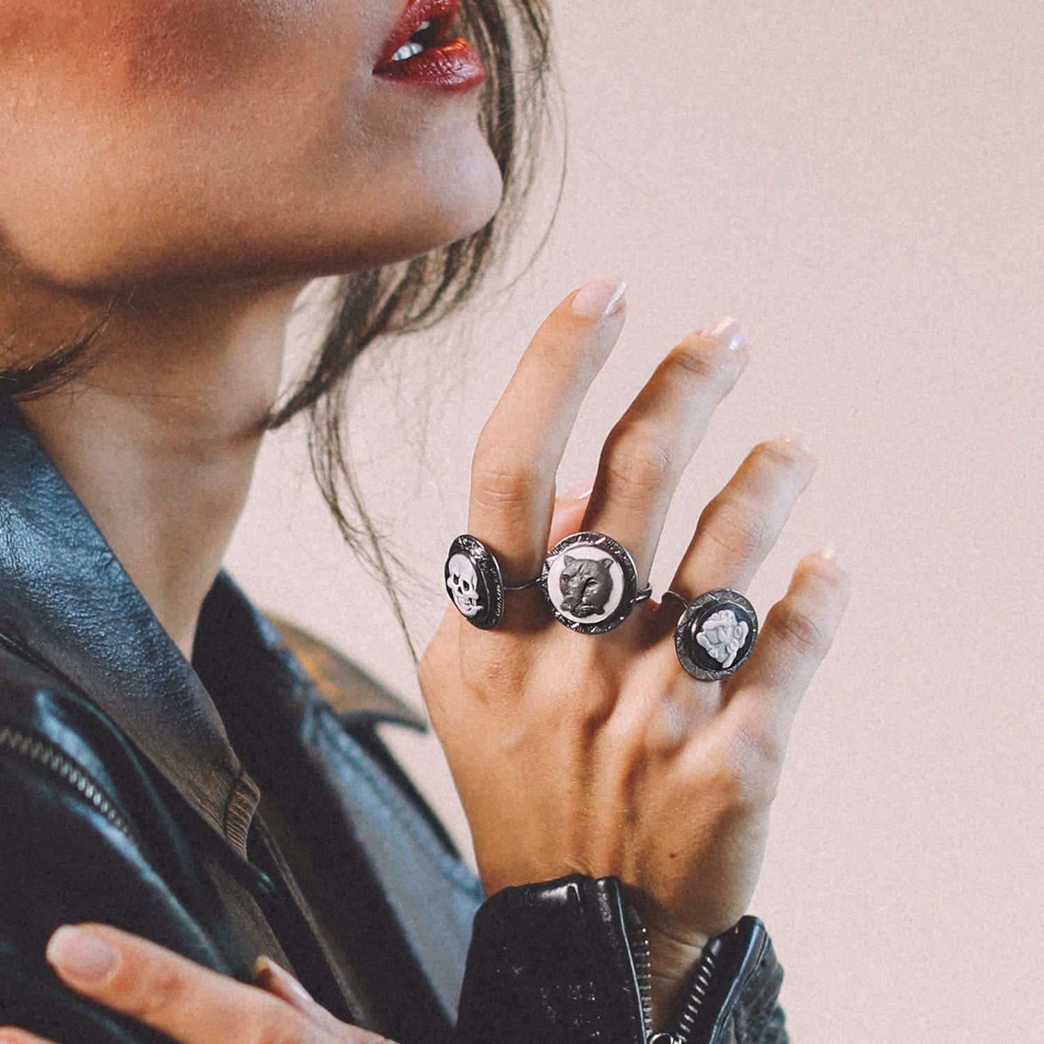 Three Wise Monkeys Cameo Ring