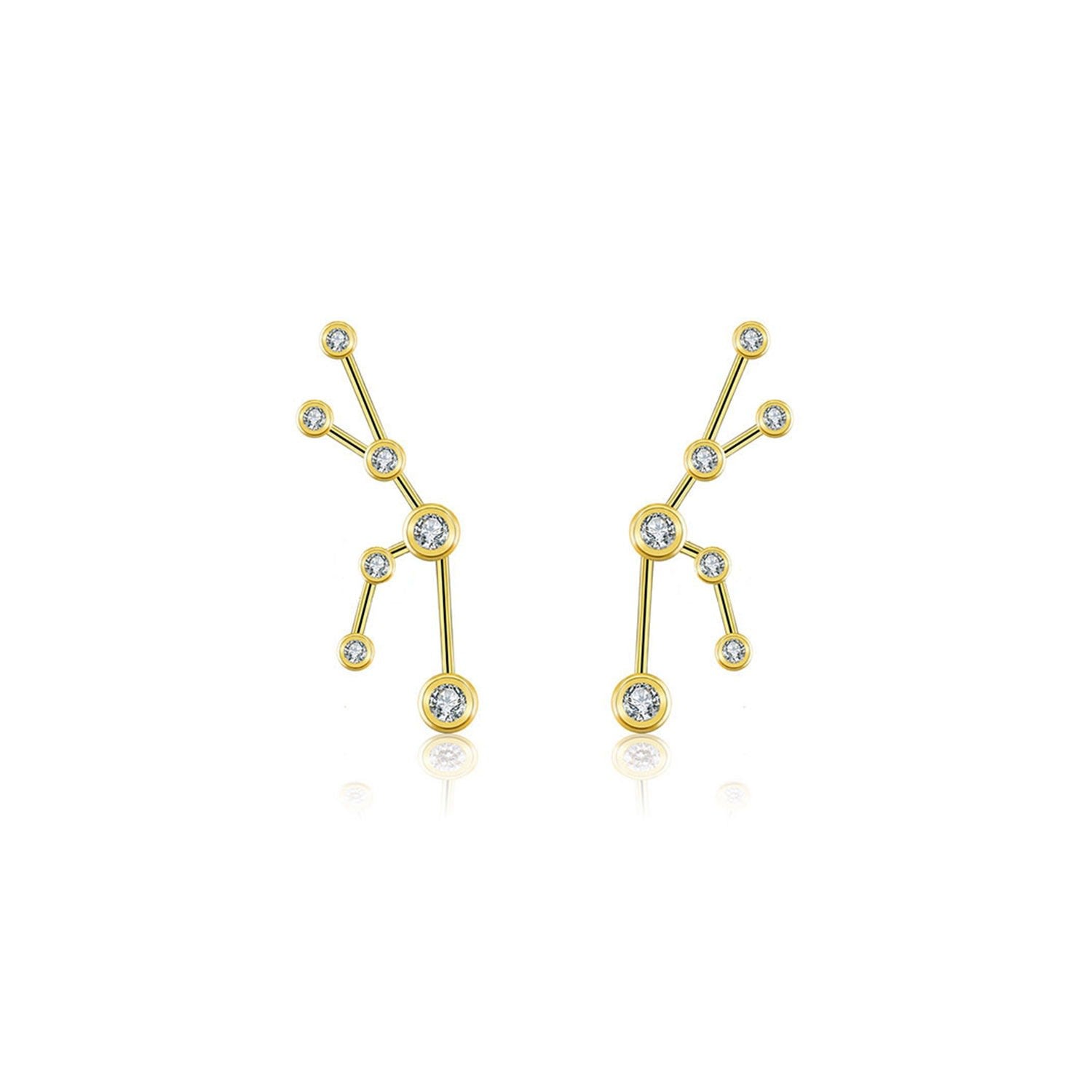 Taurus Zodiac Constellation Earring 18K Yellow Gold & Diamond