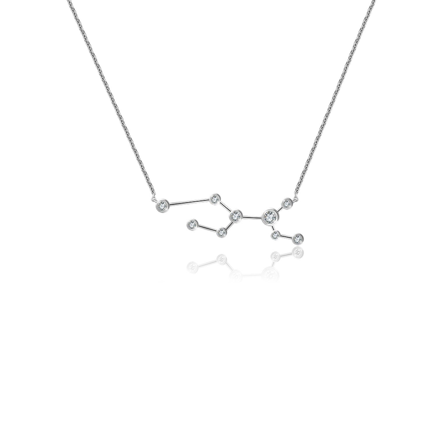 Virgo Zodiac Constellation Necklace 18K White Gold & Diamond