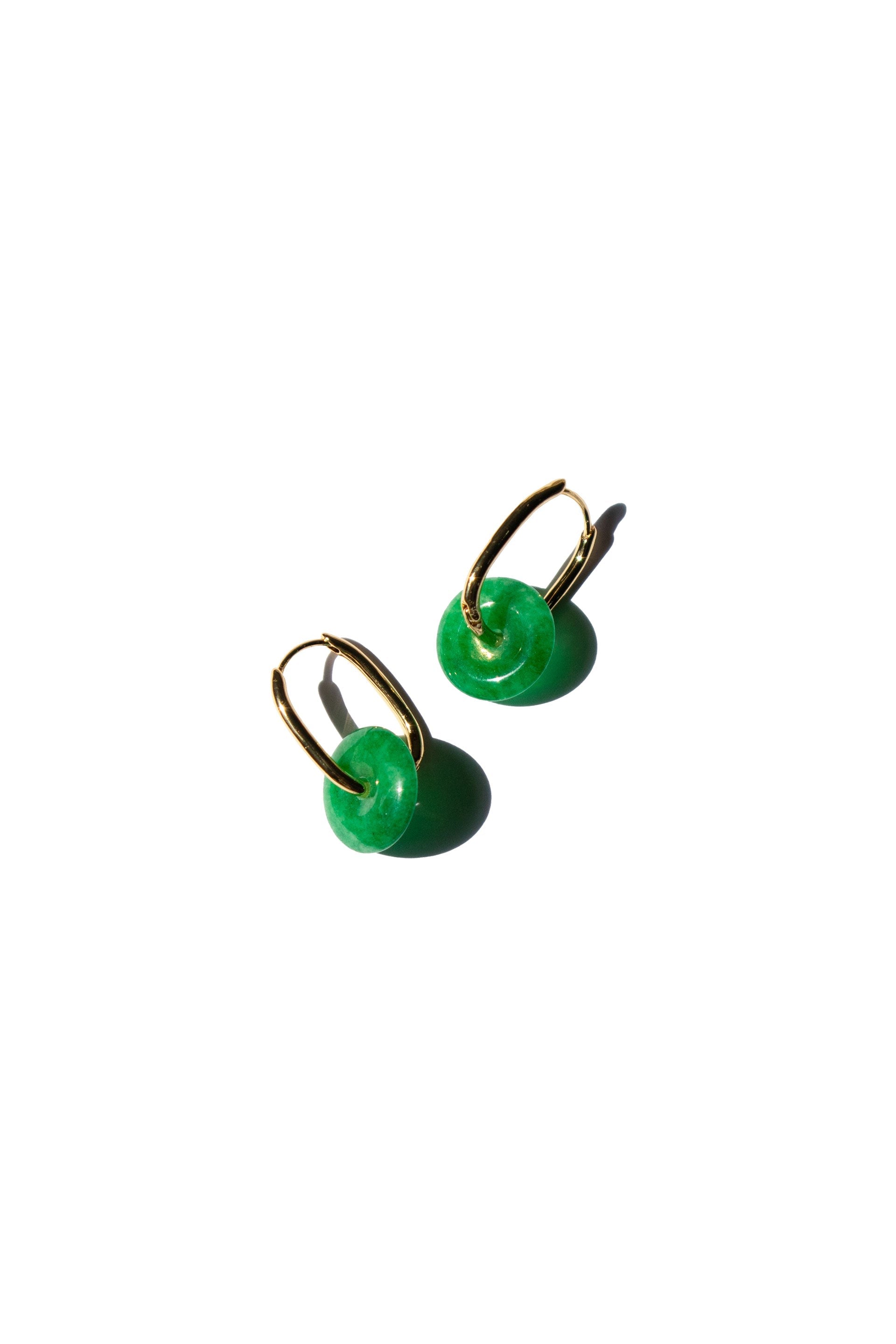 Willow Green Jade Stone Hoop Earrings