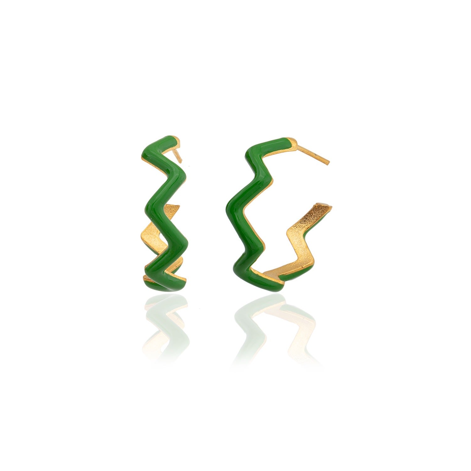 Green Zig Zag Hoop Earrings