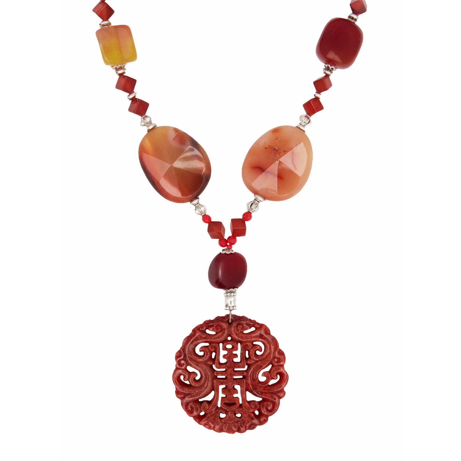 Yukiko Short Necklace In Jade, Carnelian & Agate
