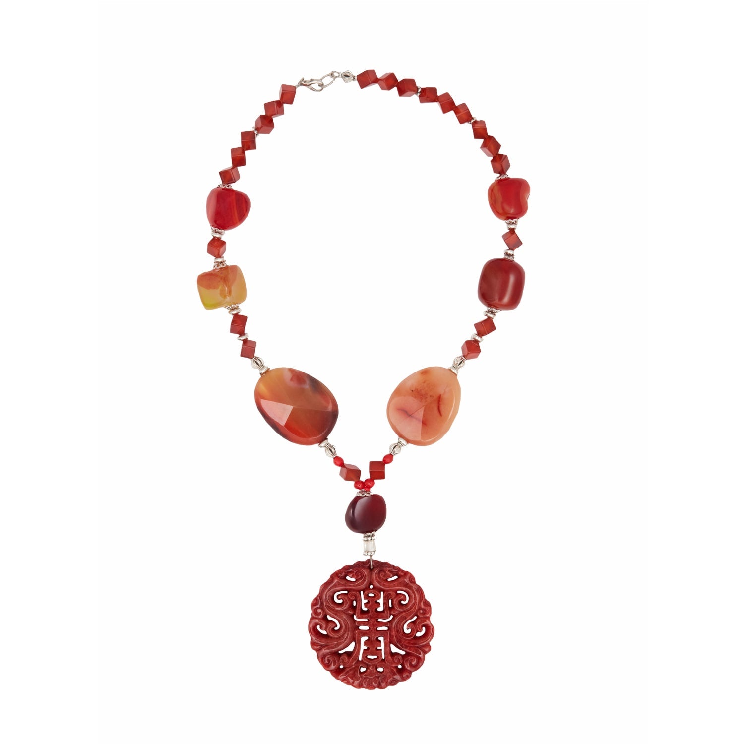 Yukiko Short Necklace In Jade, Carnelian & Agate
