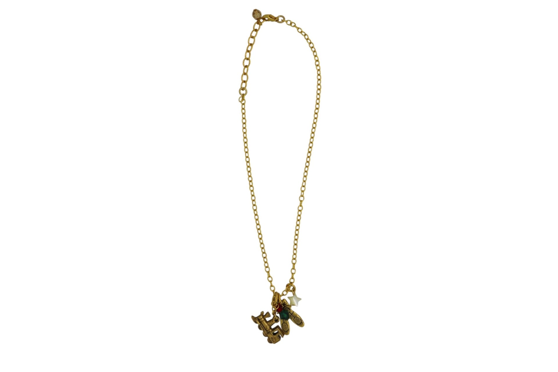 Yuletide Dancing Train Charm Necklace