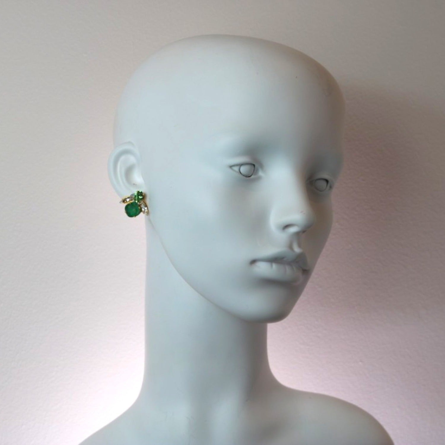 Yuletide Green Baby Bee Earrings - Pierced