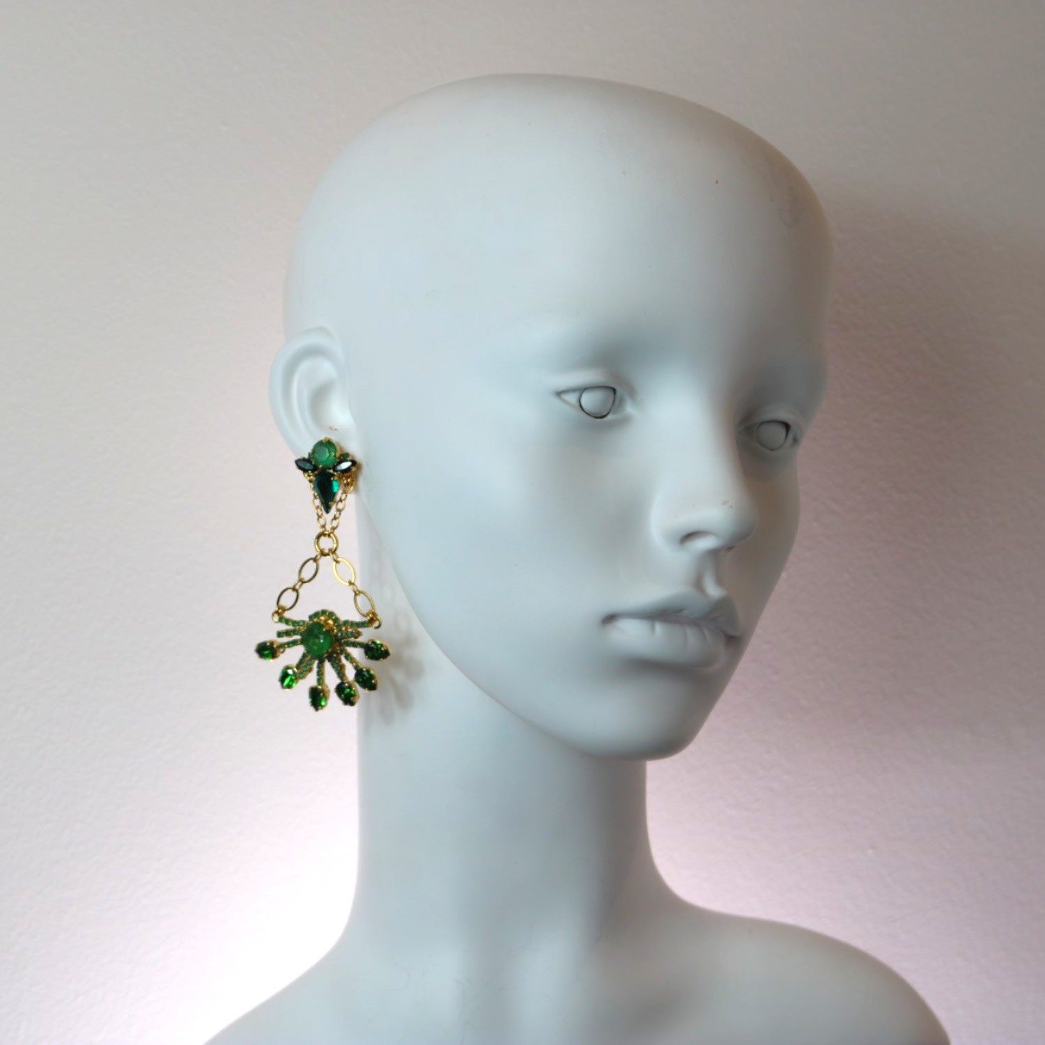 Yuletide Green Burst Chandelier Earrings