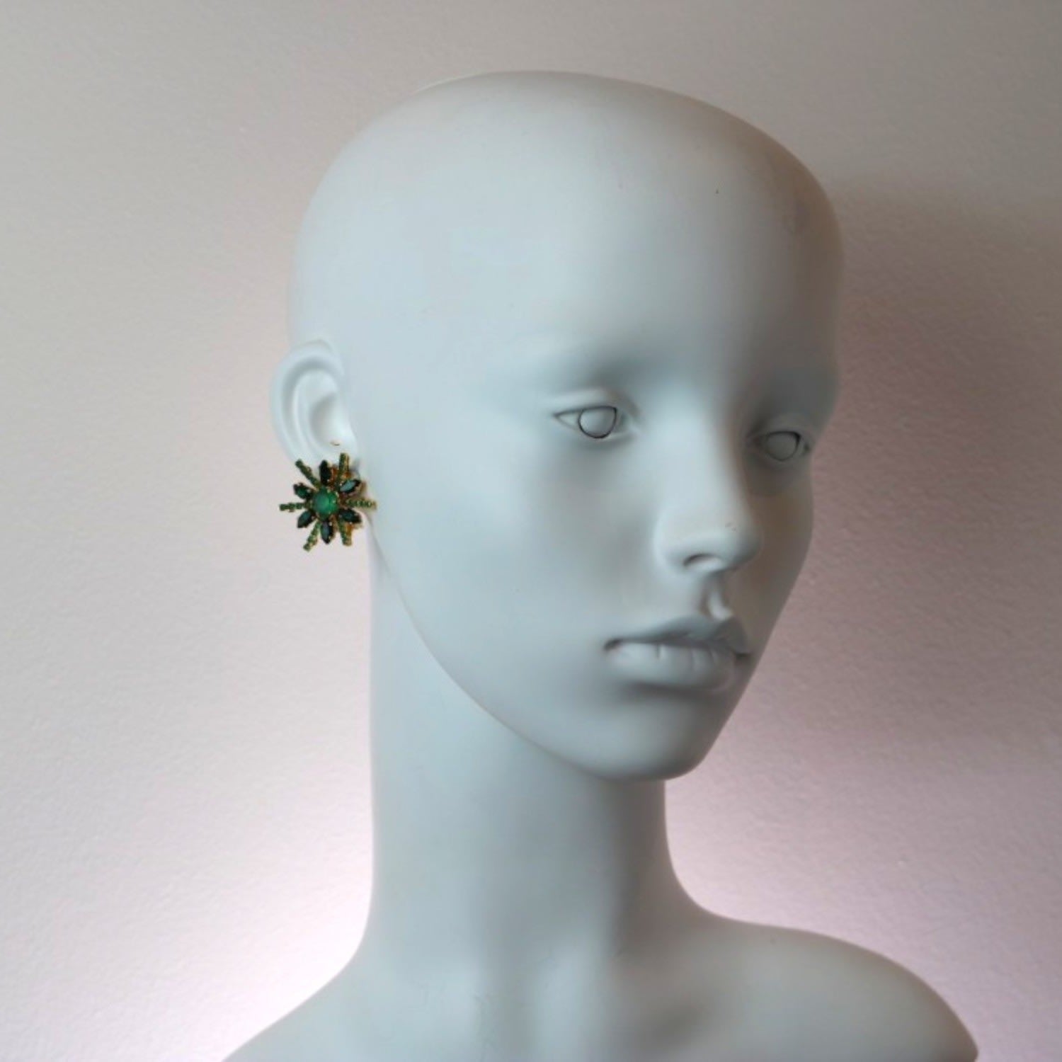 Yuletide Green Burst Earrings - Clip