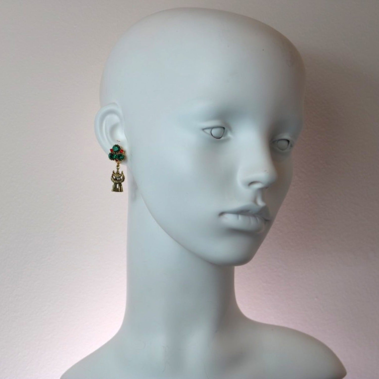 Yuletide Green Lantern Charm Earrings - Pierced