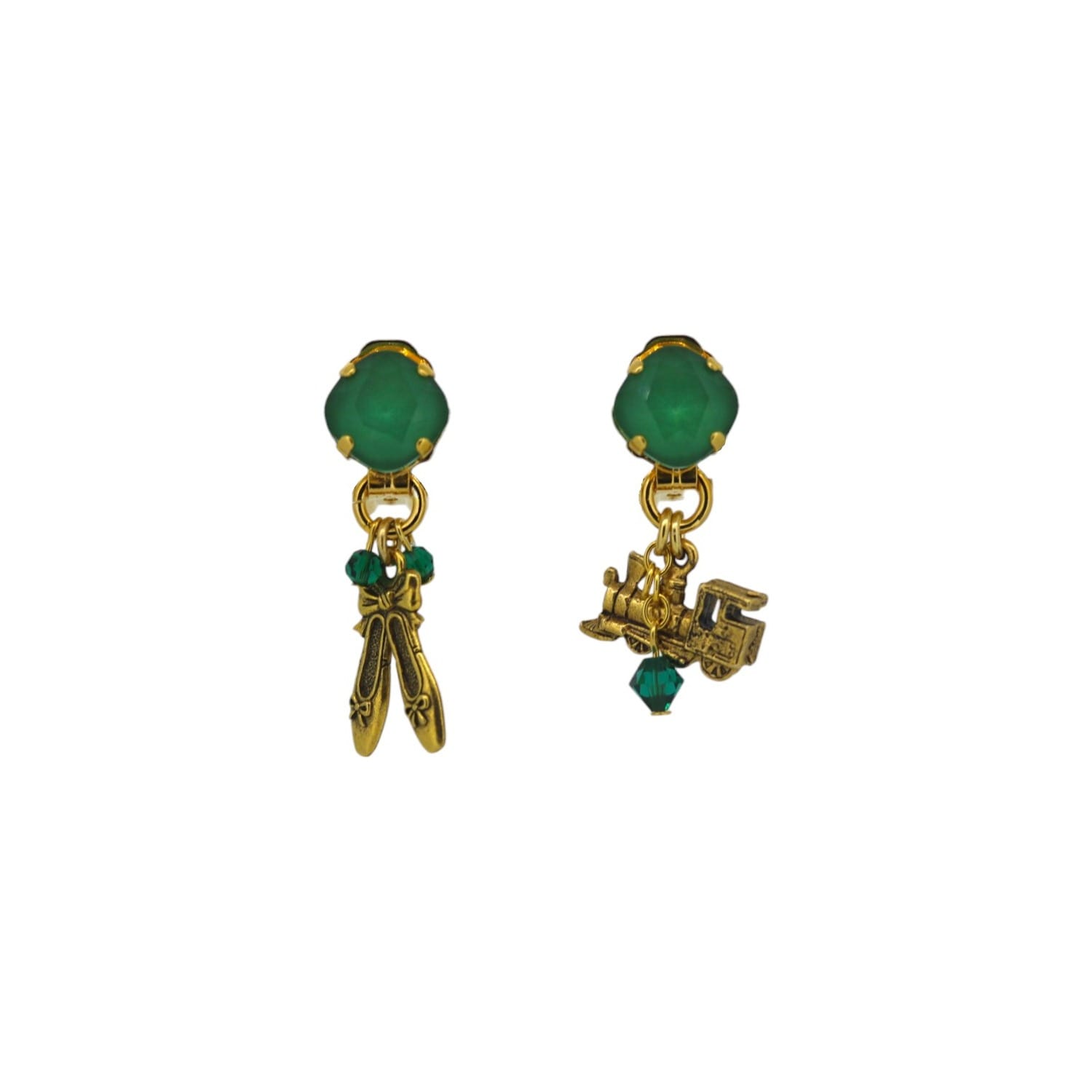 Yuletide Green Motion Charm Earrings - Pierced