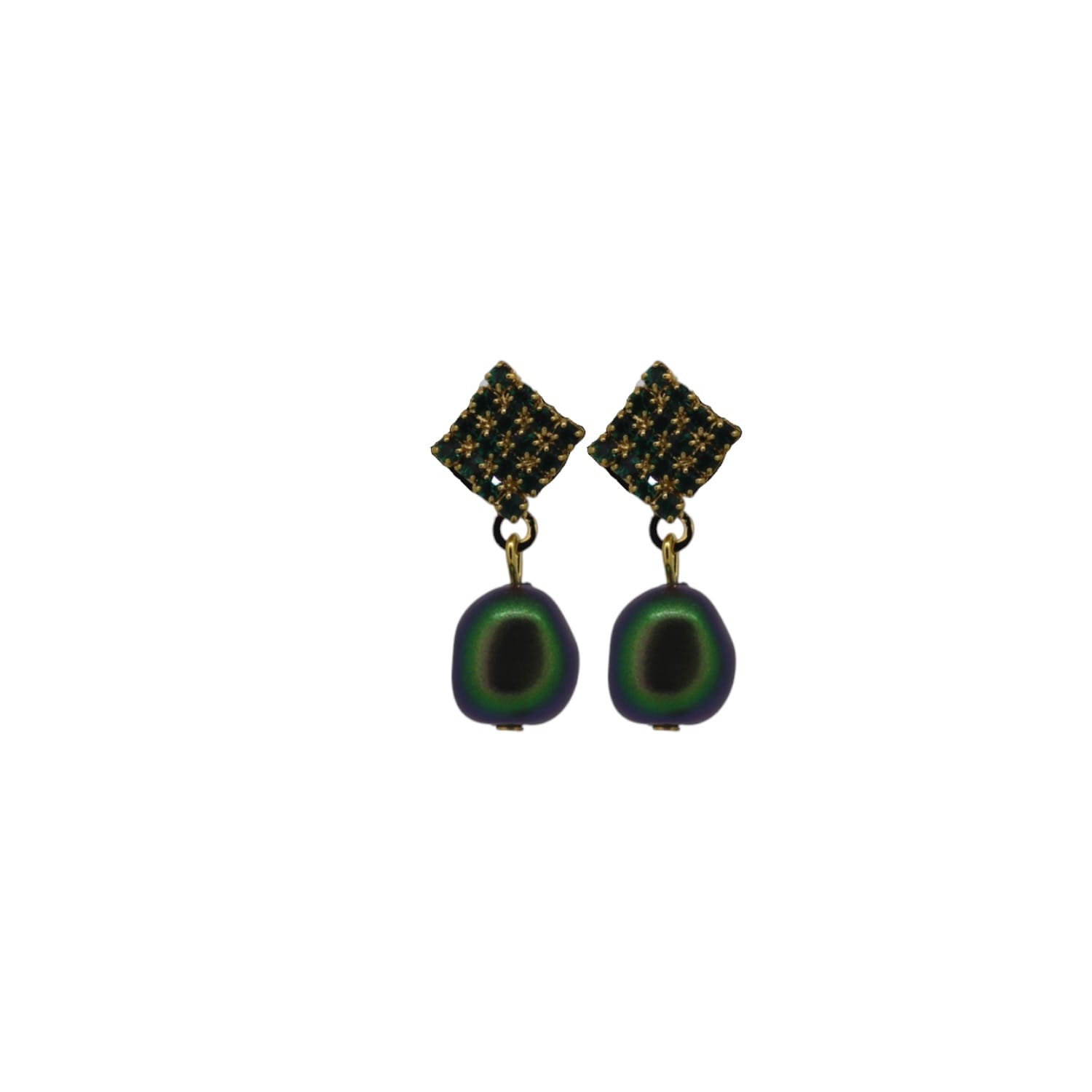 Yuletide Green Pearl Drop Earrings
