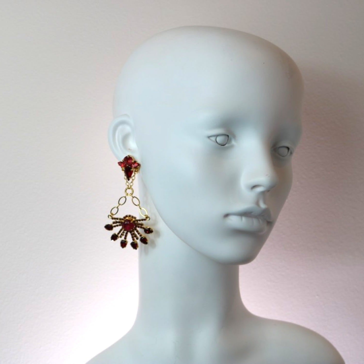 Yuletide Red Burst Chandelier Earrings