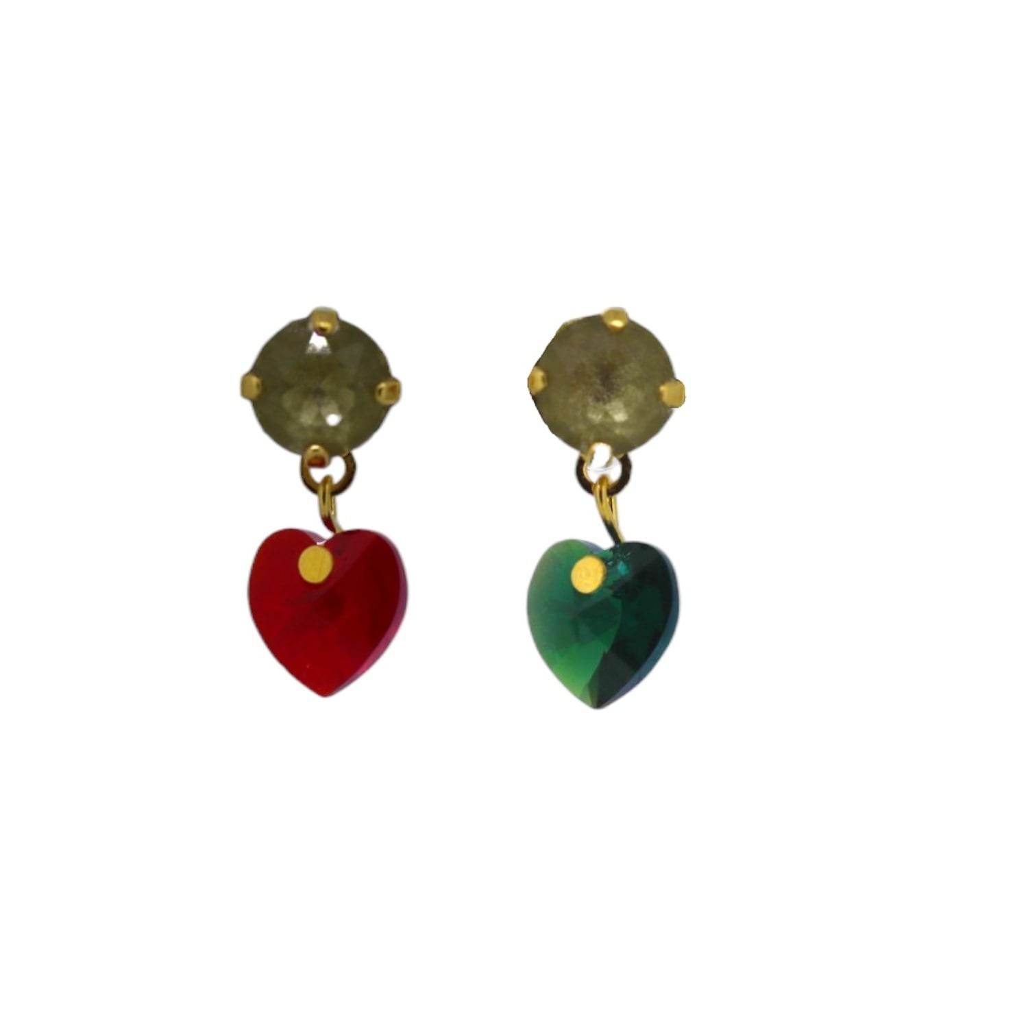 Yuletide Red Crystal Heart Drop Earrings