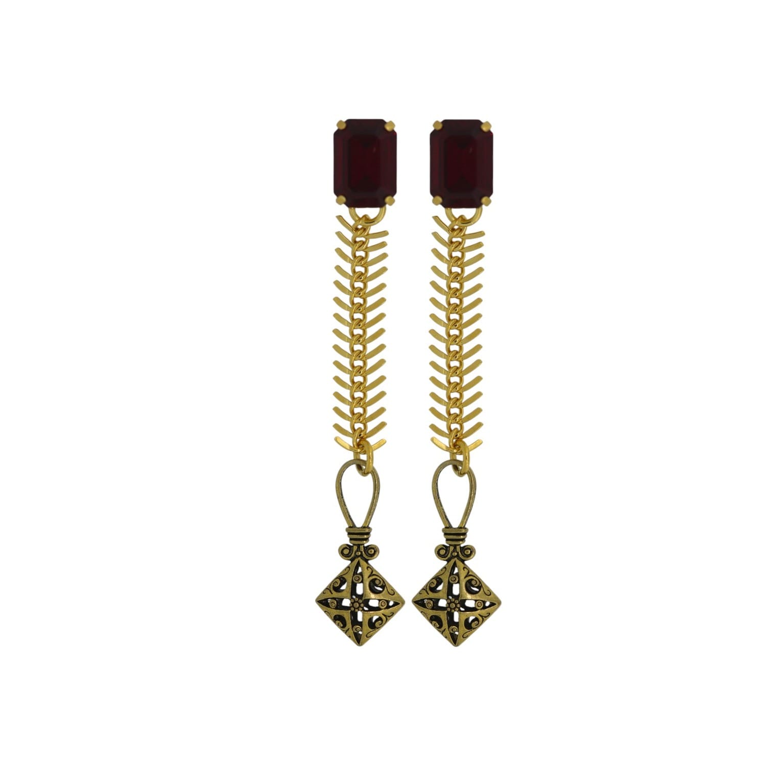 Yuletide Red Fir Drop Earrings - Clip