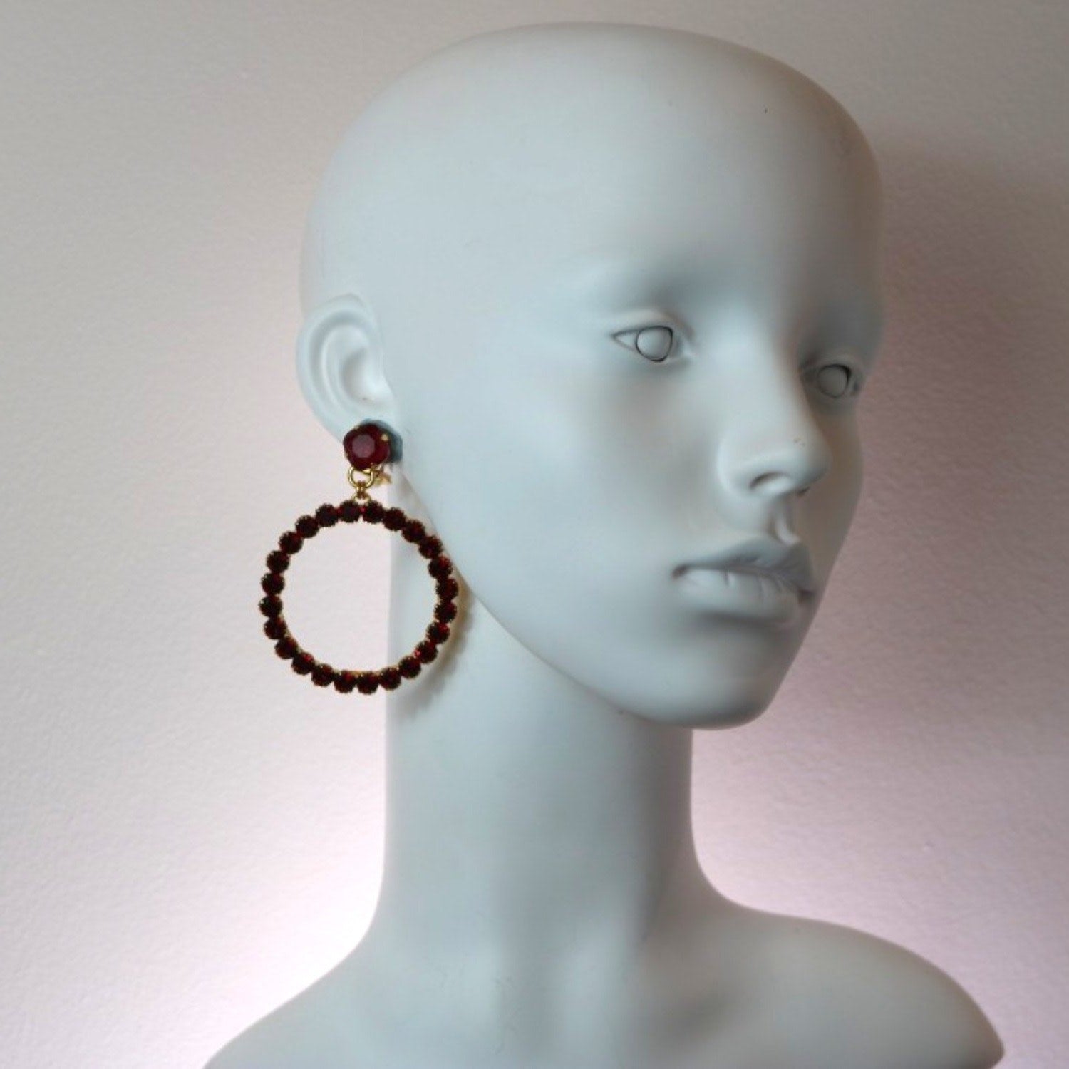 Yuletide Red Hoop Earrings - Pierced