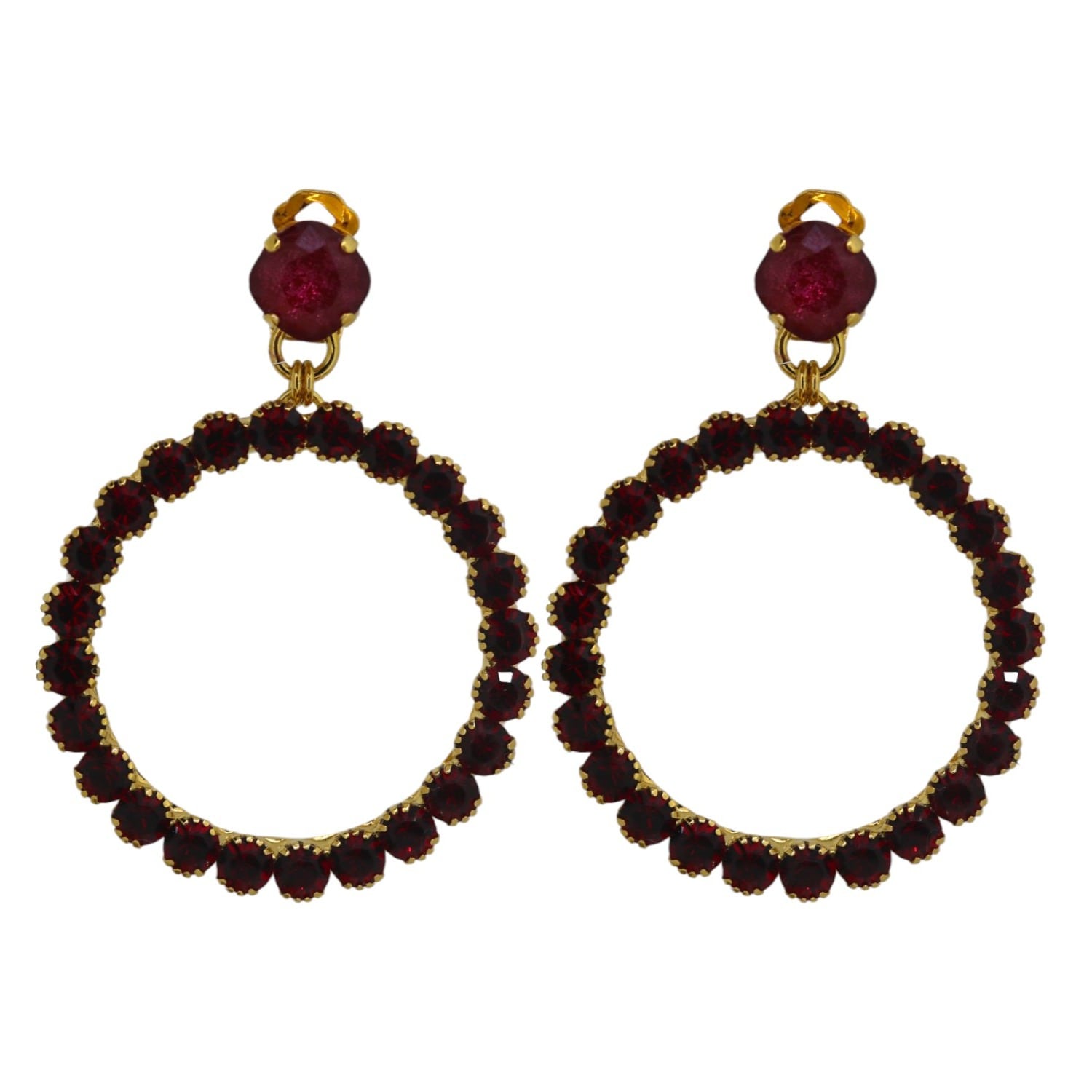 Yuletide Red Hoop Earrings - Clip