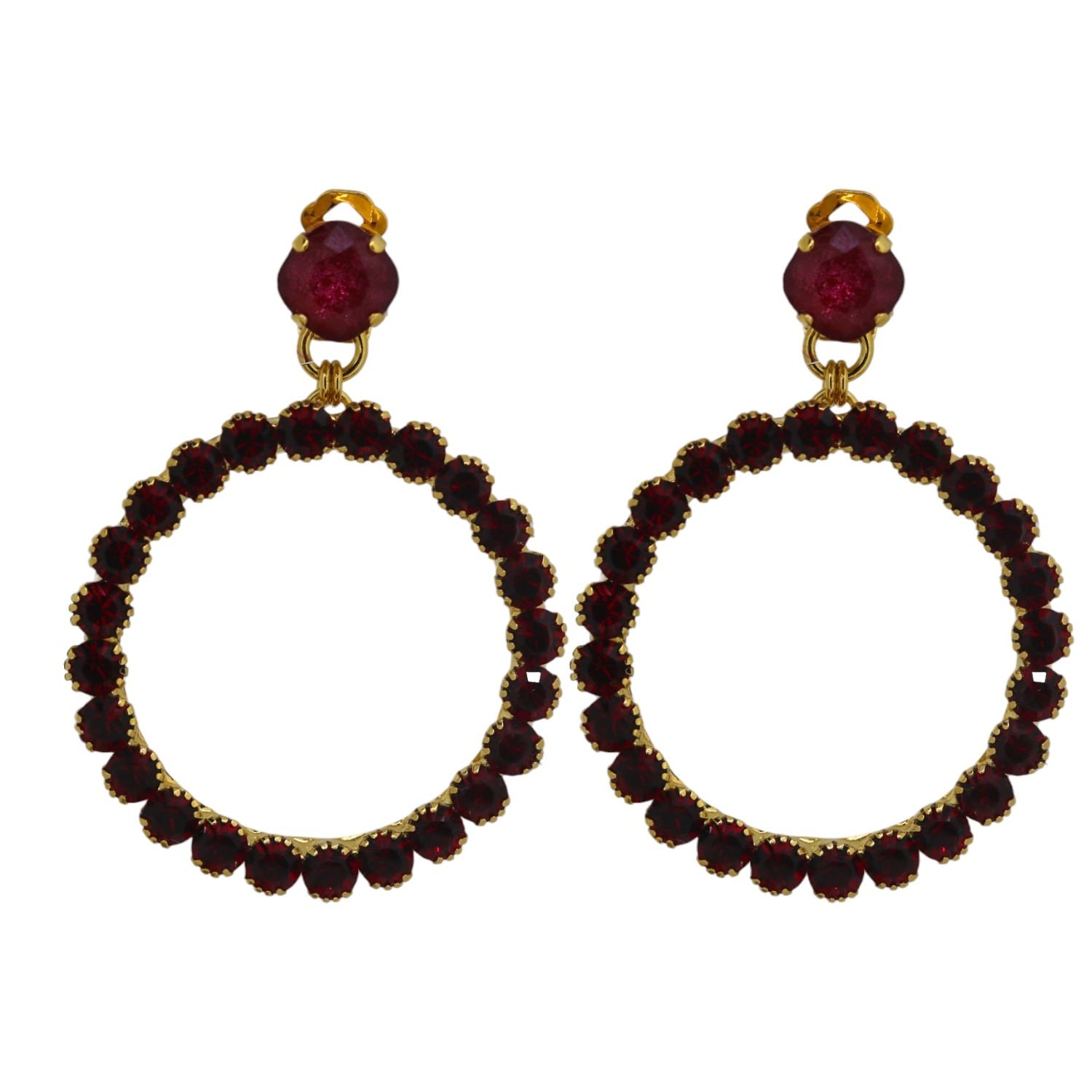 Yuletide Red Hoop Earrings - Pierced